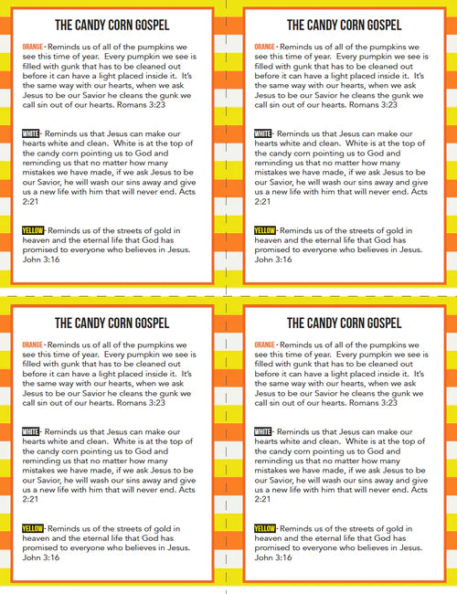 Candy Corn Gospel Cards