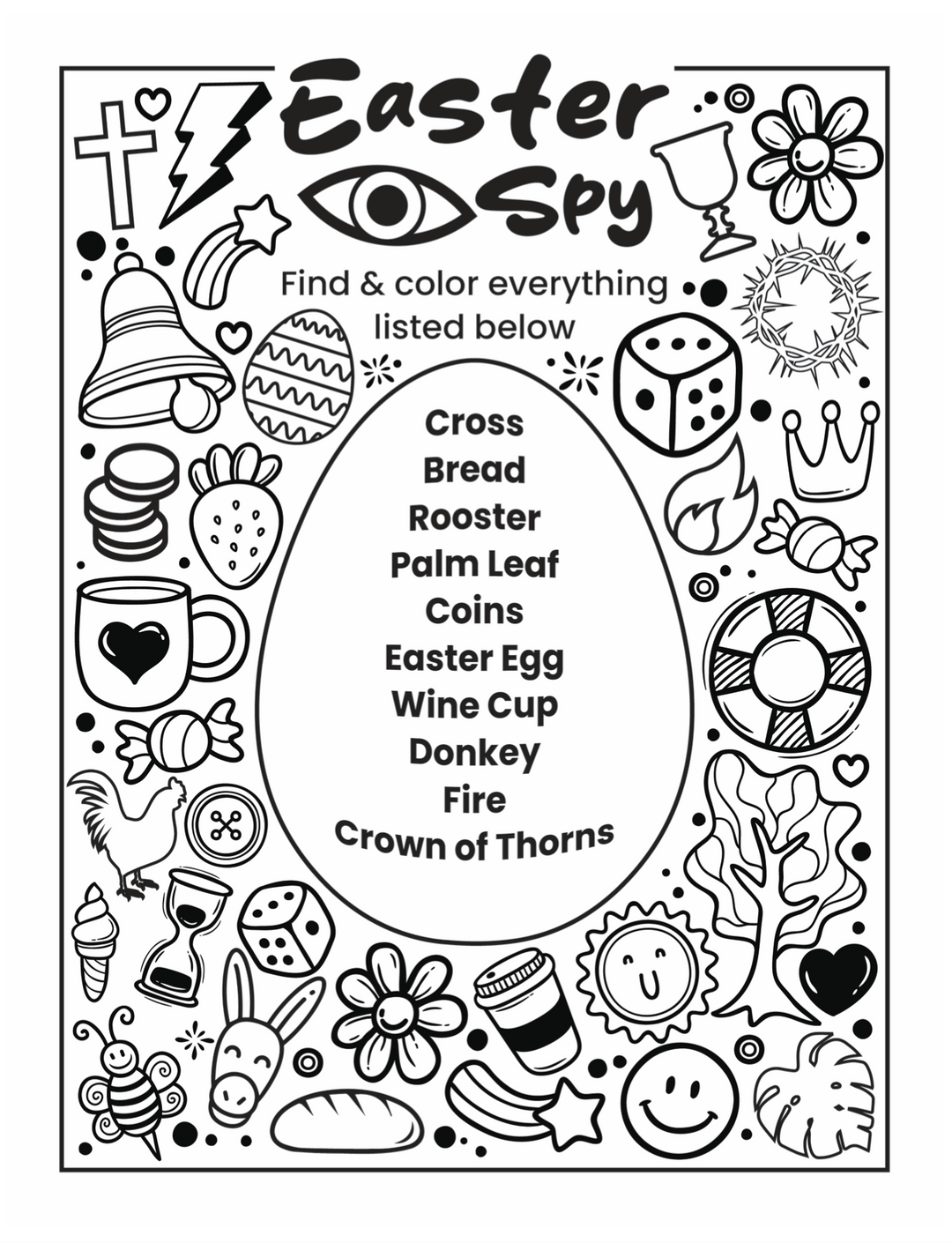 Easter Eye Spy Coloring Page