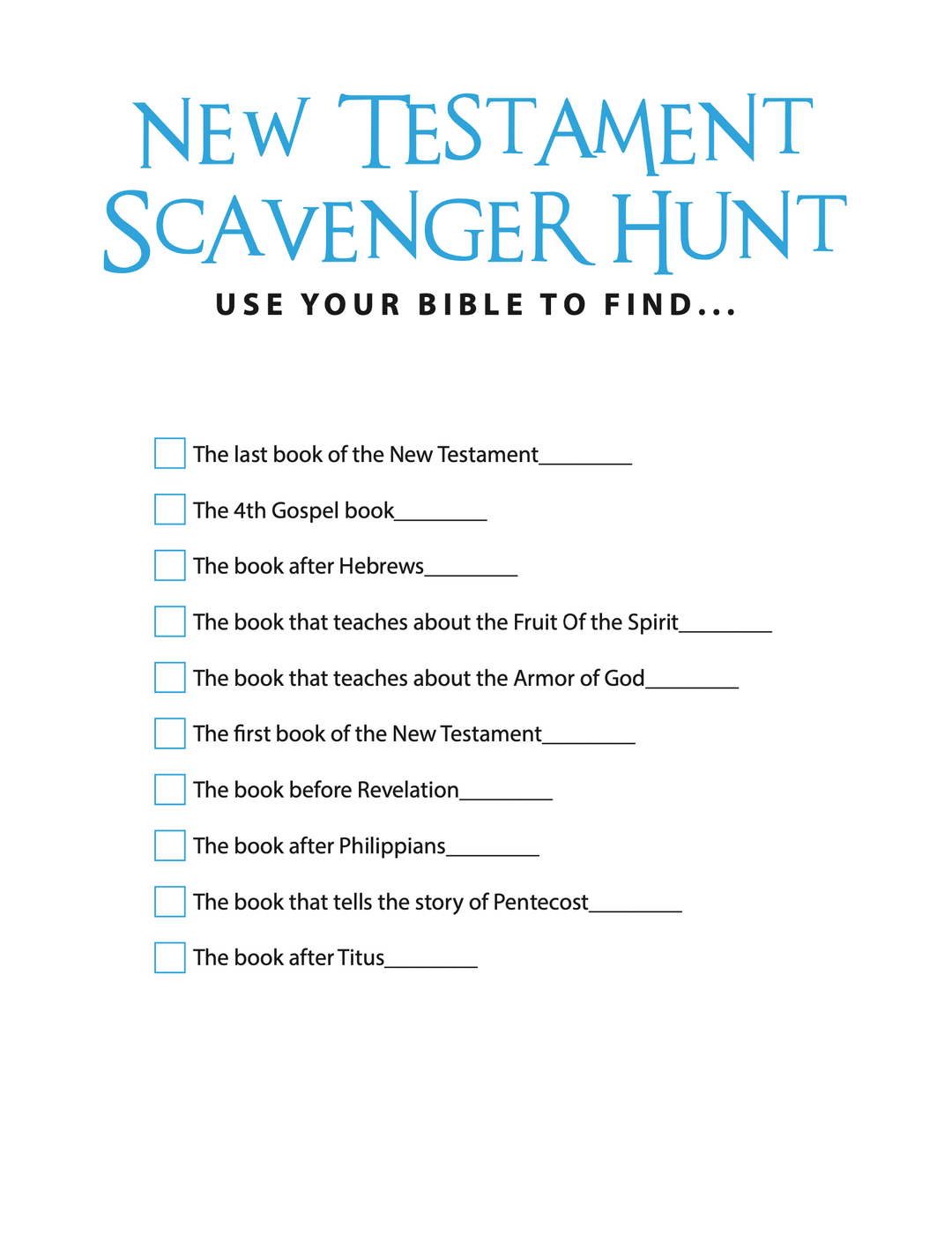 New Testament Bible Scavenger Hunt